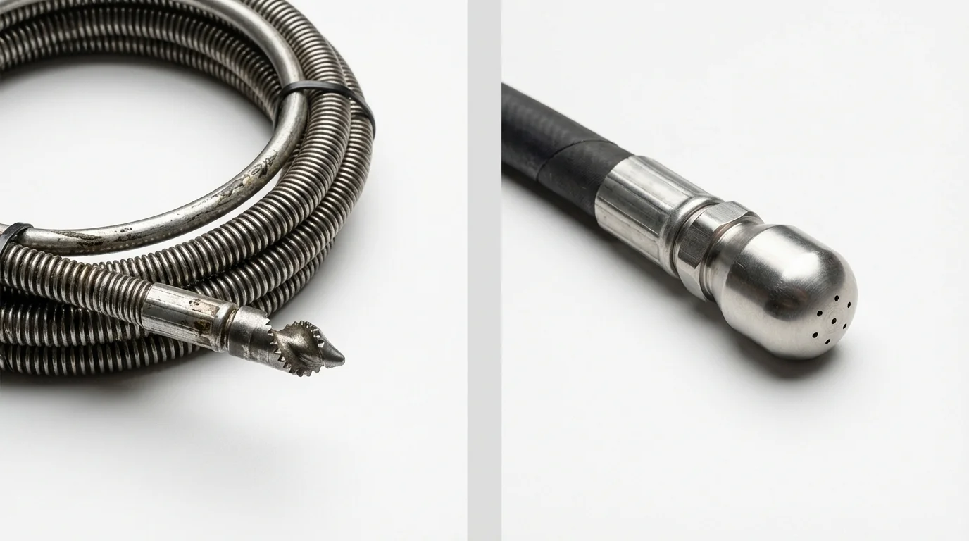 Drain snake cable and hydro jetting nozzle used for drain cleaning in Makawao, HI
