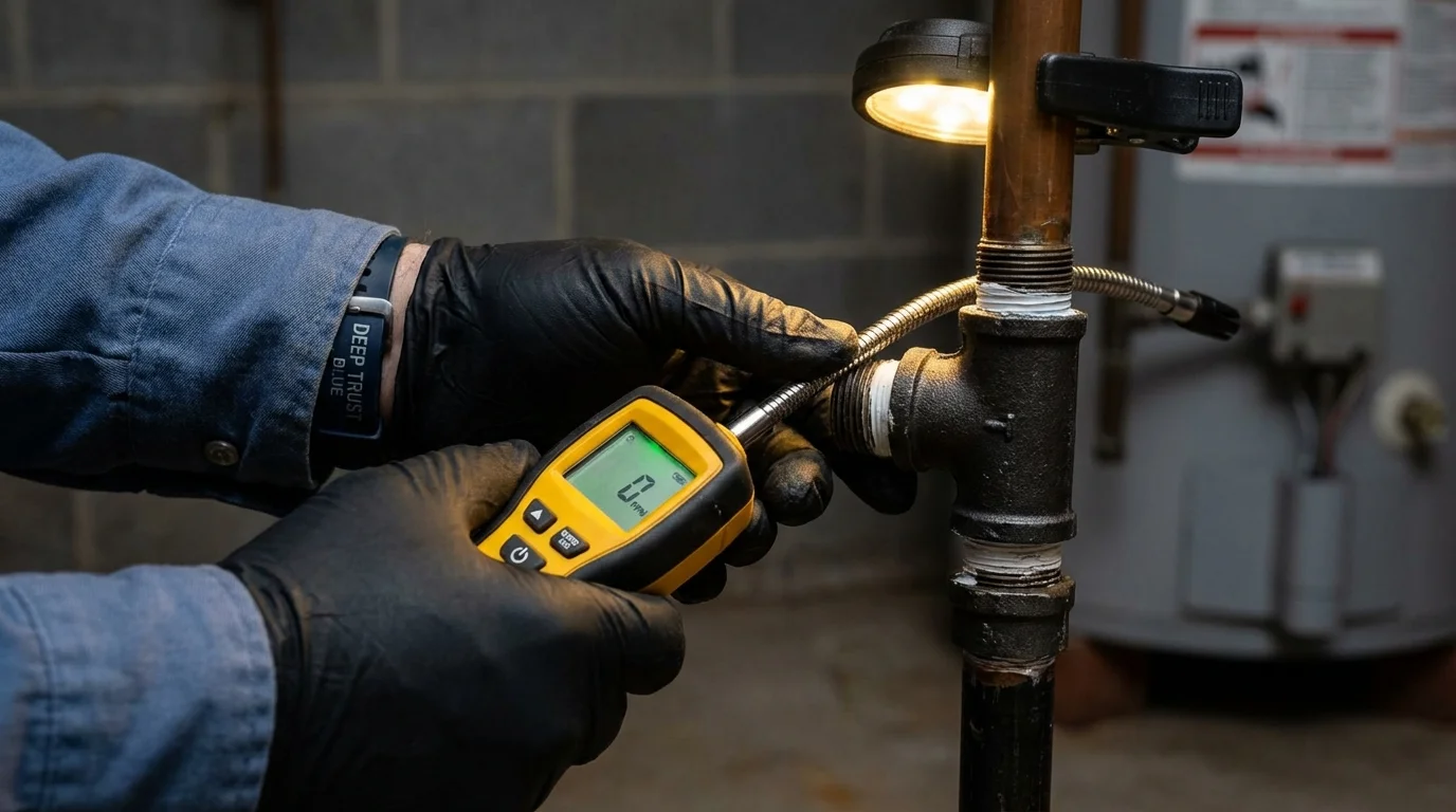 Gas leak detection with electronic sniffer by Johns Plumbing LLC in Makawao