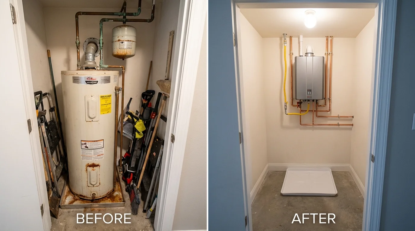 Tank water heater versus wall-mounted tankless unit comparison for Makawao, HI homeowners