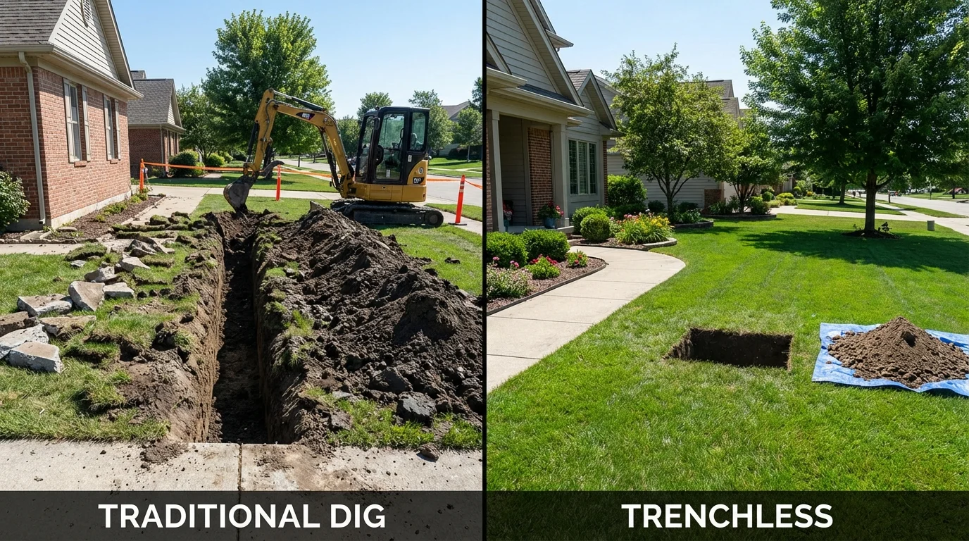 Trenchless sewer repair with minimal yard damage versus traditional excavation in Makawao, HI